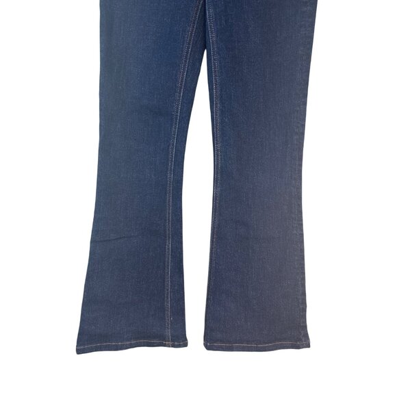 ZARA Size 2 Dark Blue Flared Denim Jeans High Rise Stretch Cotton Blend - Picture 8 of 15